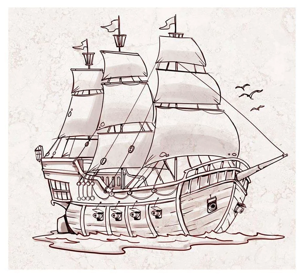 Корабль Грея сбоку нарисованный