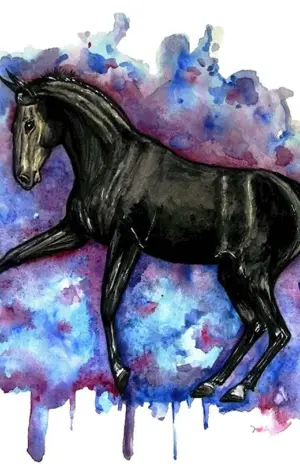 Лошадь рисунок акварелью