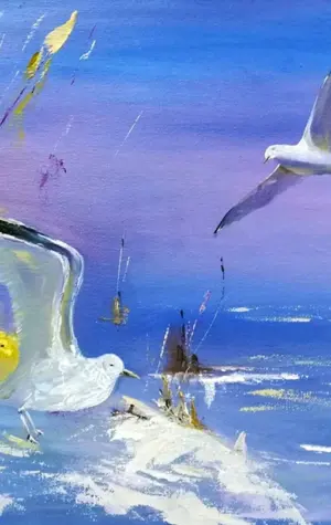 «Морской пейзаж с чайкой и яхтами» Дарья Куцаева