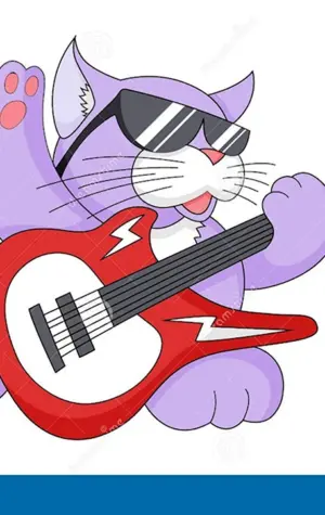 Мультяшный кот с гитарой