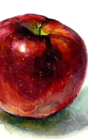 Нарисовать яблоко акварелью