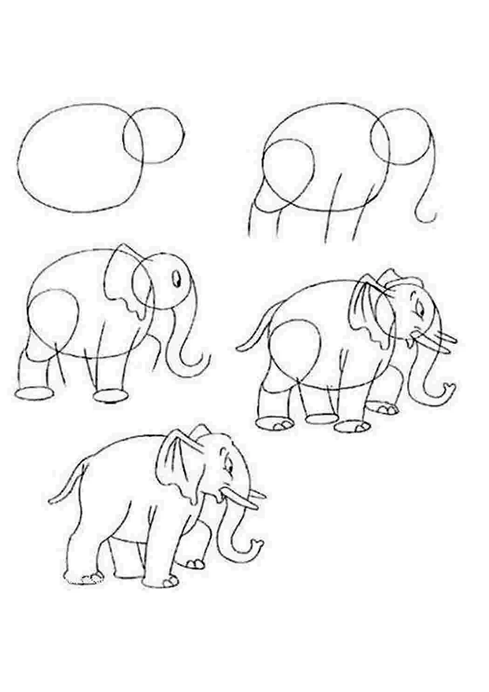 Нарисовать слона карандашом для детей