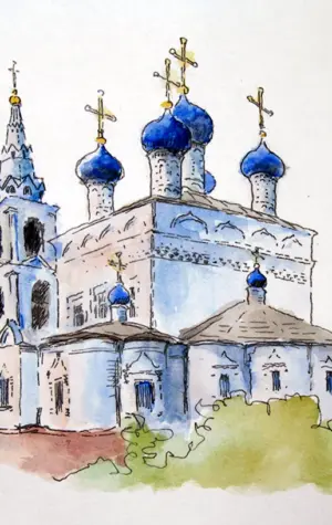 Никольский храм Пушкино рисунок