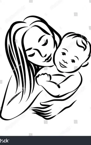 Образ матери и ребенка черно белый