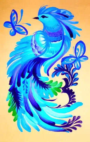 Петриковская роспись синяя птица