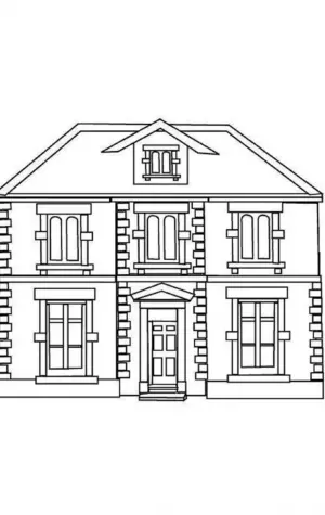 Раскраска двухэтажный дом
