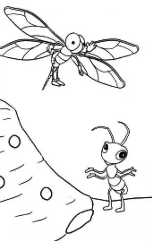 Раскраски к басне Крылова Стрекоза и муравей