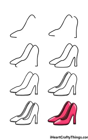Рисовать туфли на каблуке