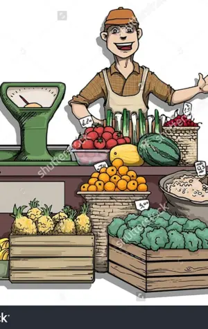 Рисунок продавца на рынке овощей