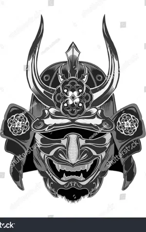 Самурайская маска тату Графика