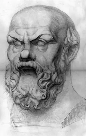 Сократ рисунок гипсовой головы
