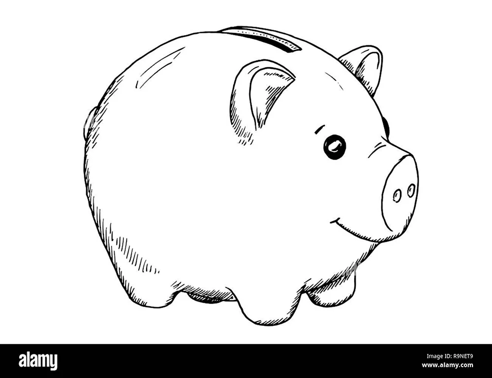 Свинья копилка рисунок карандашом