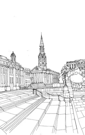 Трафальгарская площадь в Лондоне рисунок