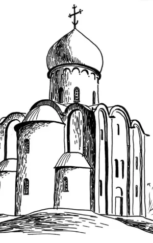 Церковь Спаса на Нередице Новгород черно белая