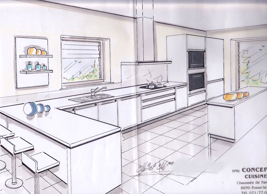 Зарисовки интерьера кухни