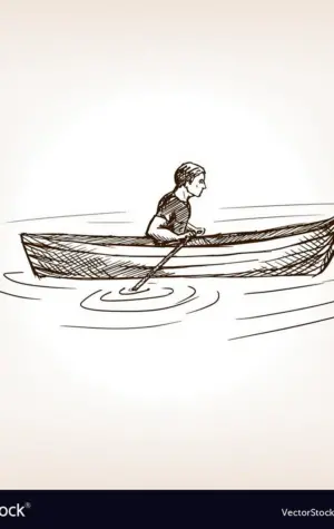 Человек в лодке карандашом