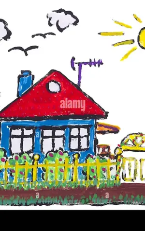 Деревенские дома рисование детям