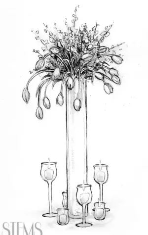 Эскиз цветочной композиции