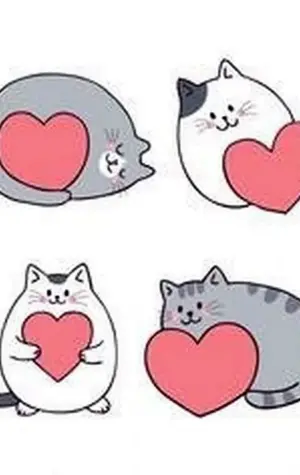 Нарисованный котик с сердечком