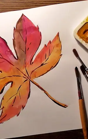 Осенние листья красками