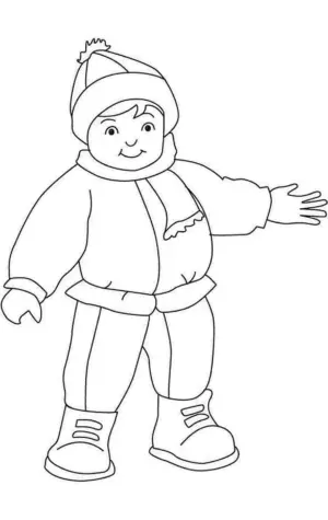 Раскраска мальчик в зимней одежде