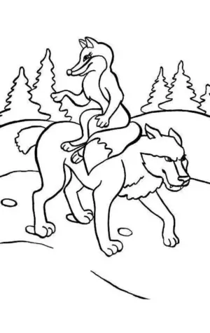 Раскраска по сказке Лисичка сестричка и серый волк