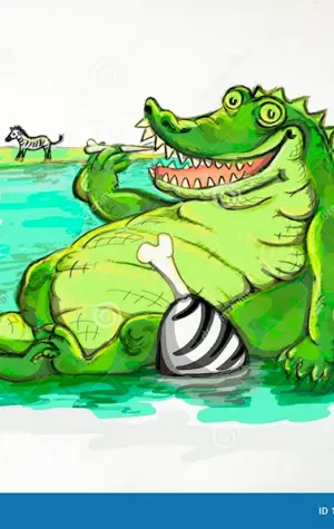 Веселый толстый крокодил