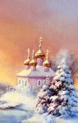 Заснеженная Церковь живопись
